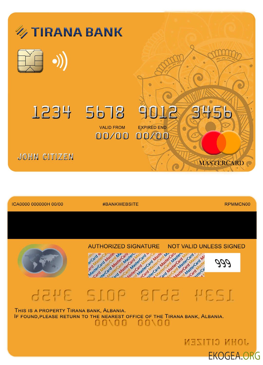 Carte Mastercard de la banque Albanie Tirana
